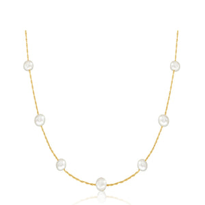 Gold Filled Pearl Station Necklace