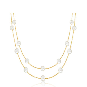 Gold Filled Pearl Station Necklace