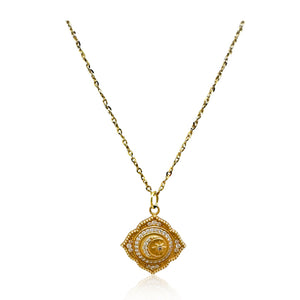 14K Gold and Diamond Moon and Star Pendent