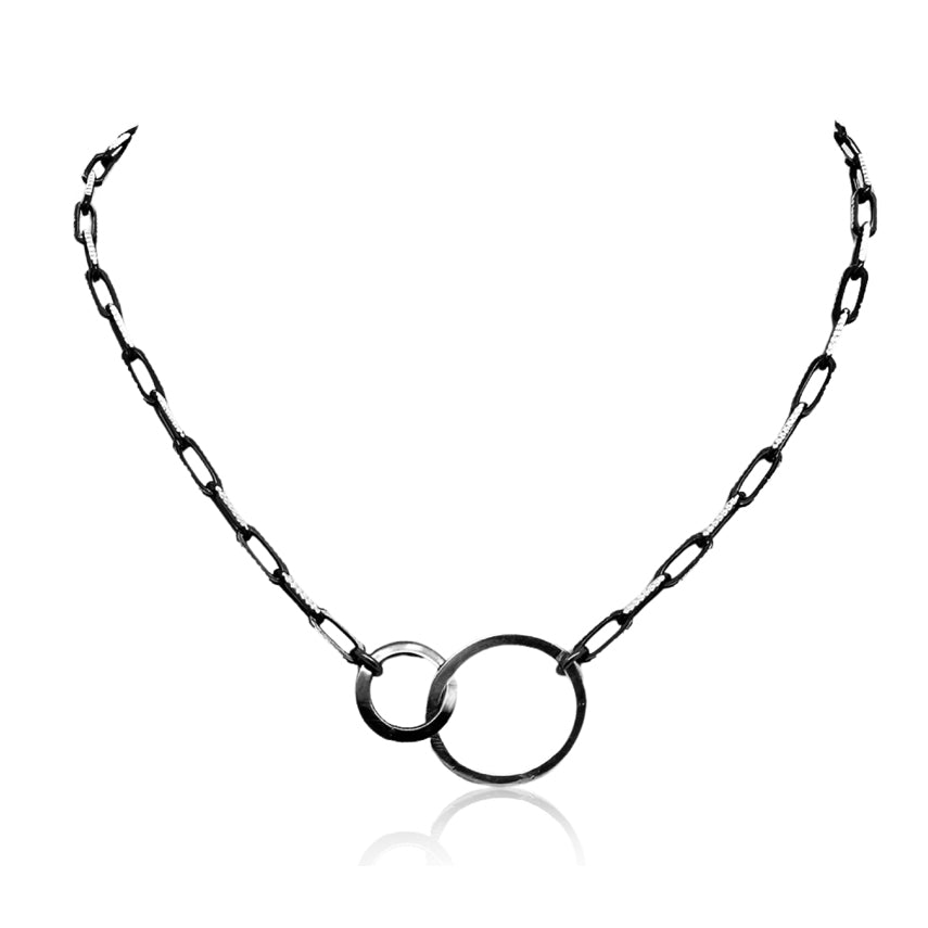 Chunky Connection Necklace- Black/Silver