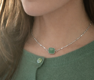 Aquamarine Tile Necklace