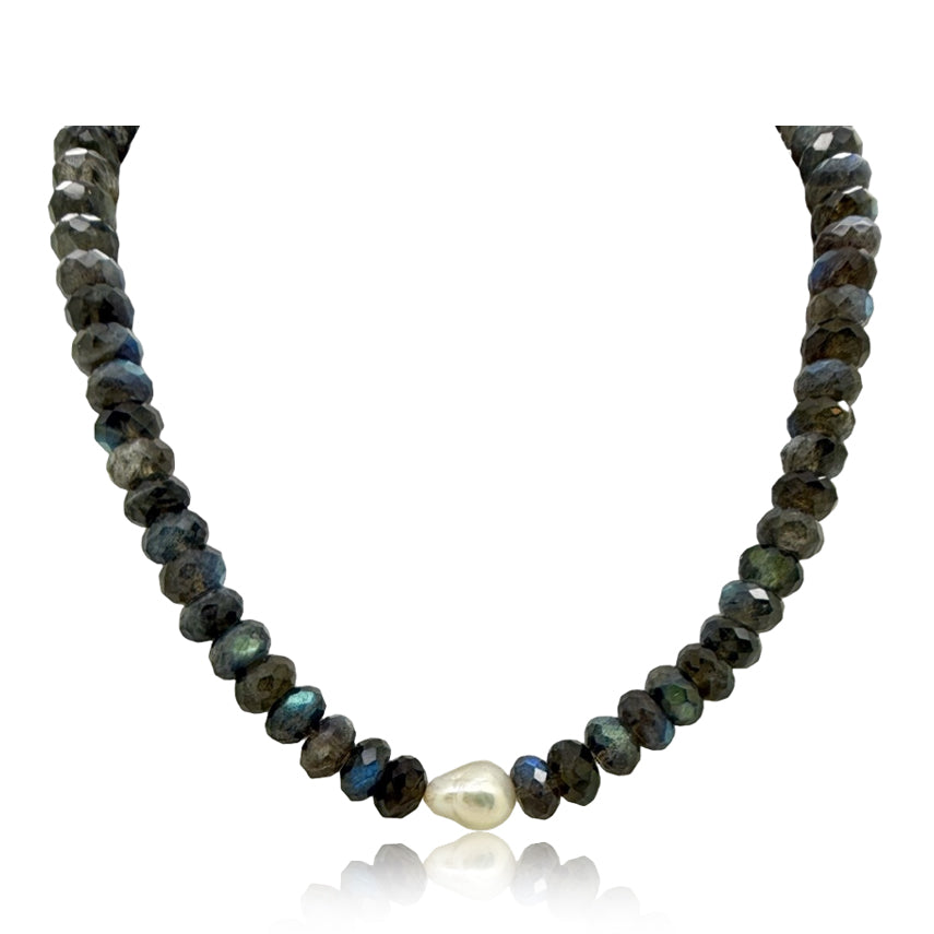 Luminous Labradorite With Baroque Pearl