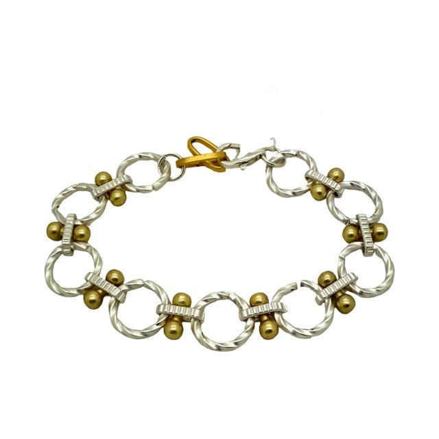 Tania Matt Silver and Matt Gold Link Bracelet