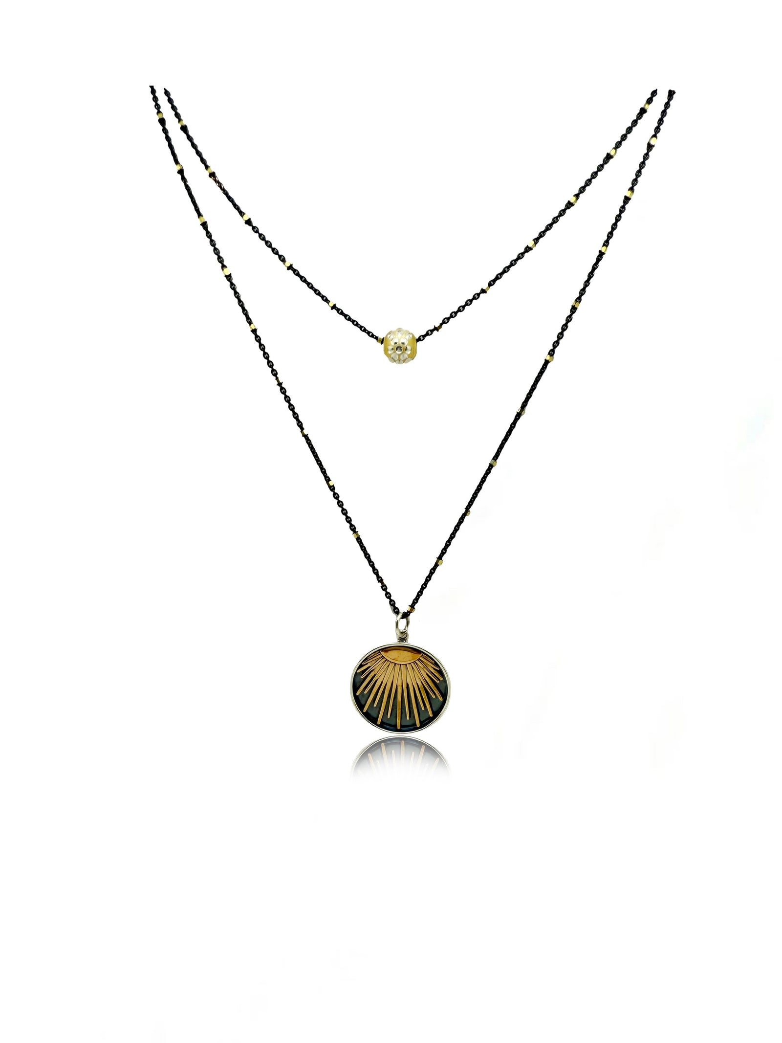 Sun Shining in a Dark Sky Mixed Metal Sunray Pendent