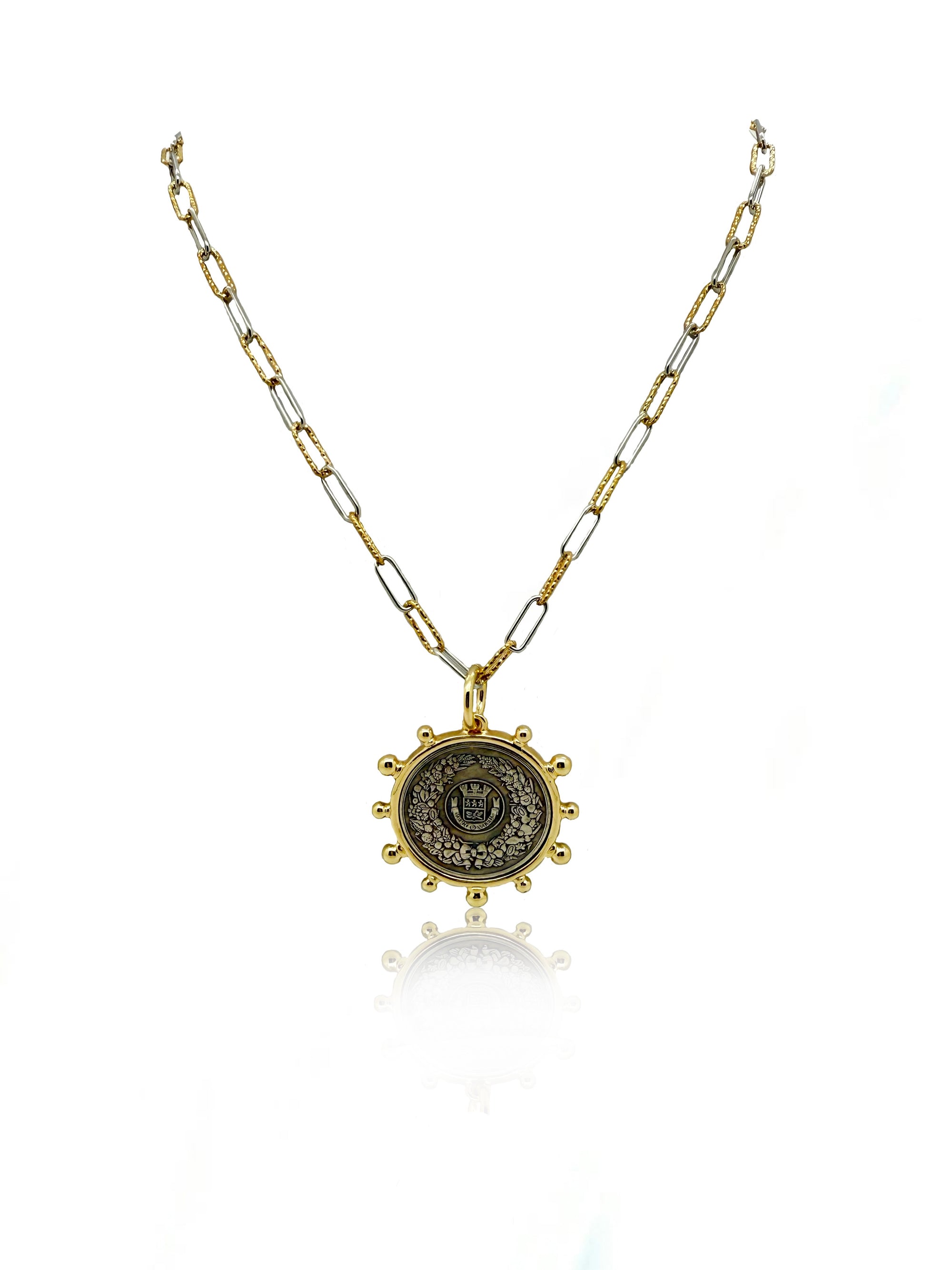 French Coin Pendant Necklace