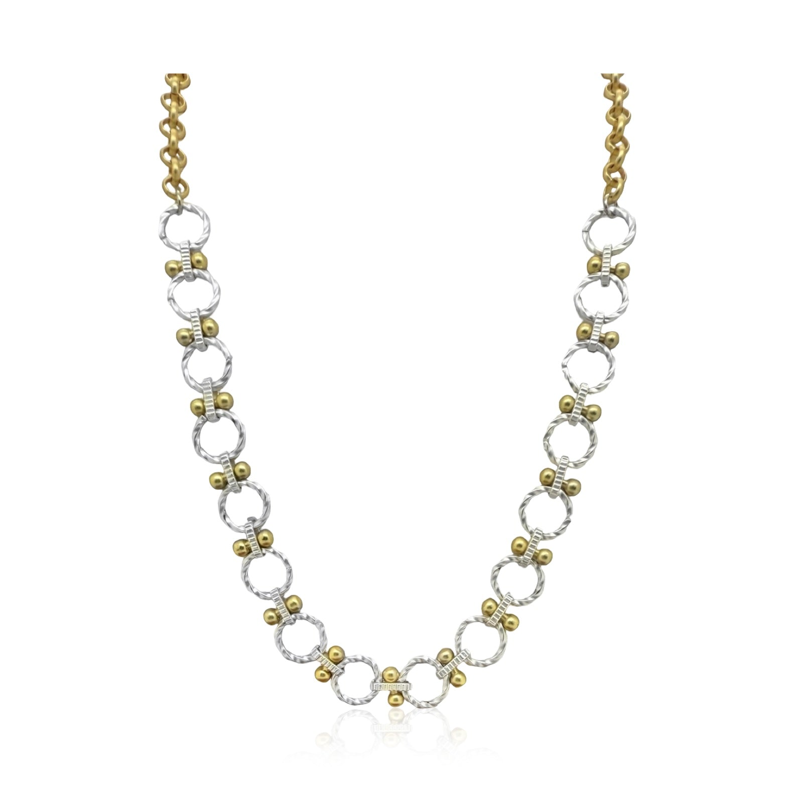 Circle Bar Chunky Necklace - Silver/Gold