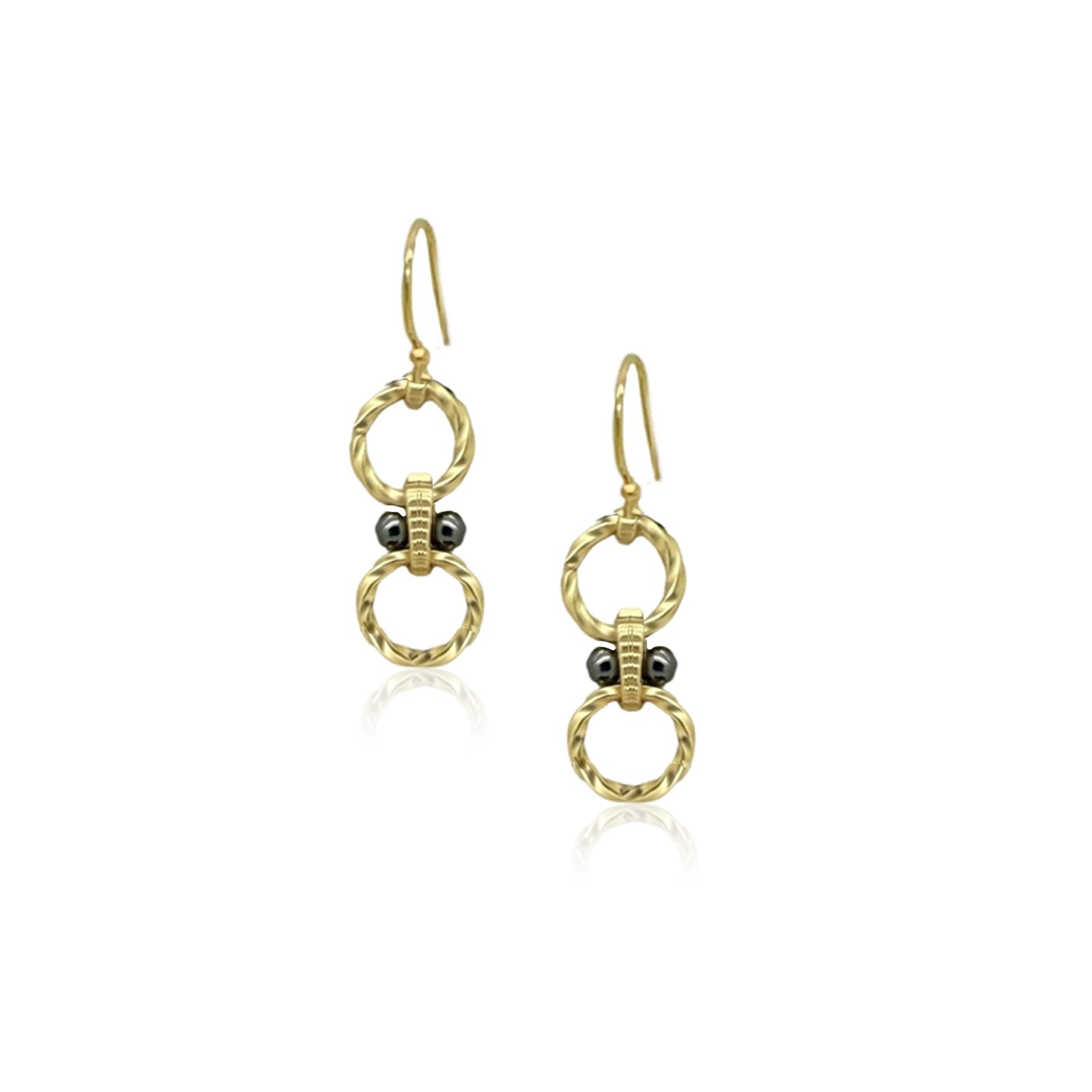 Circle and Bar Earring- Gold/Black