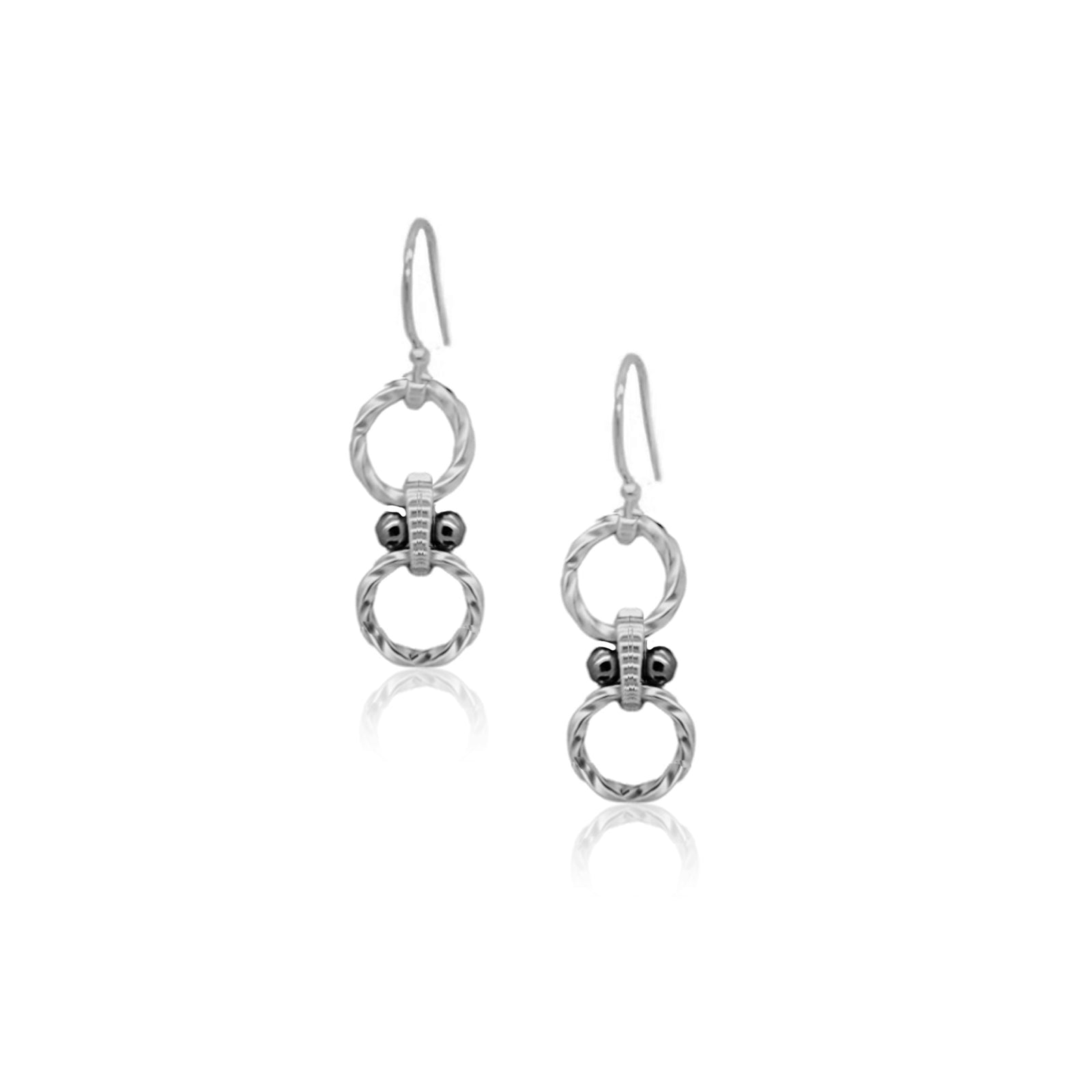 Circle and Bar Earring- Silver/Black