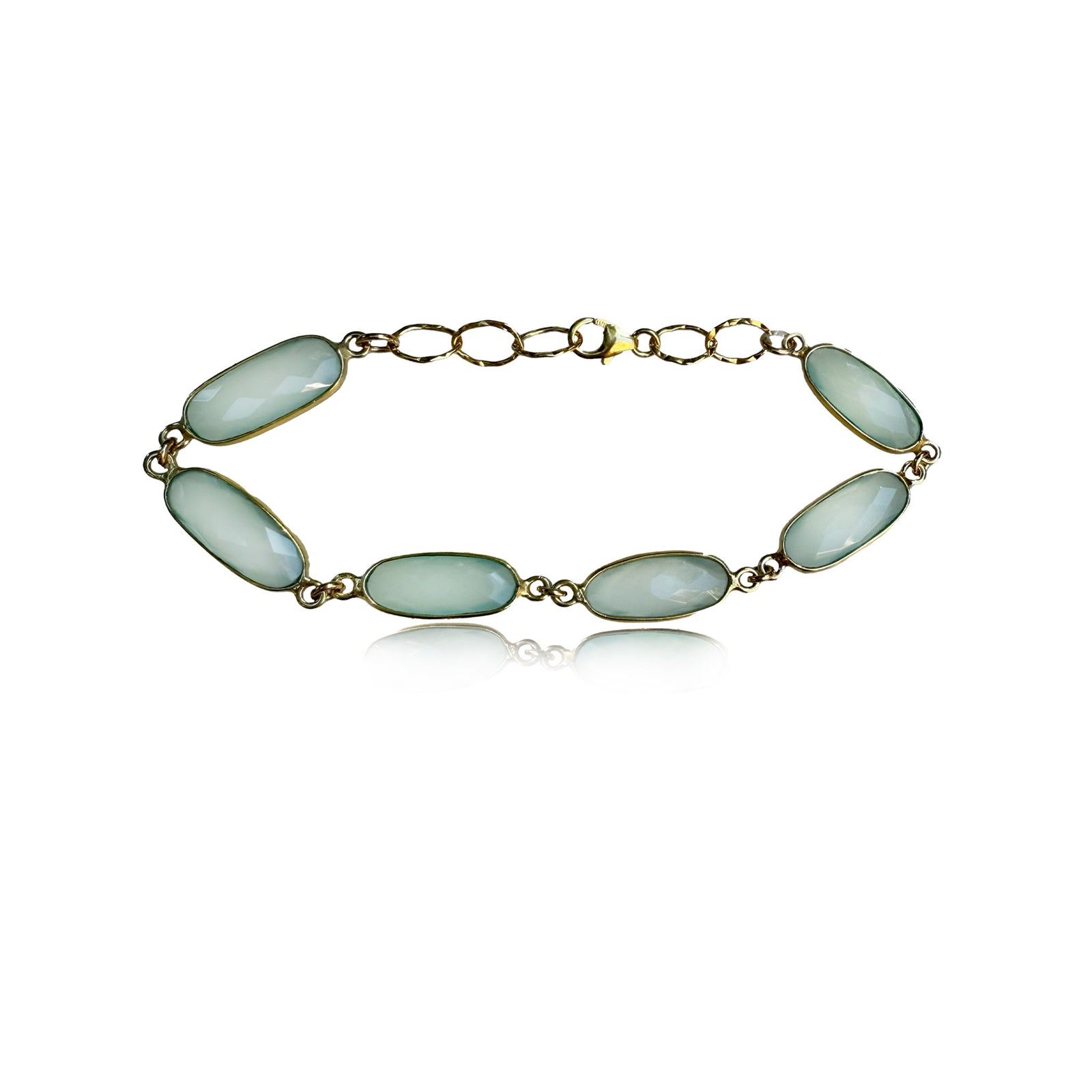 Oval Bezel Set Gem Stone Bracelet