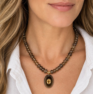 Smoky Quartz & Citrine Beaded Necklace