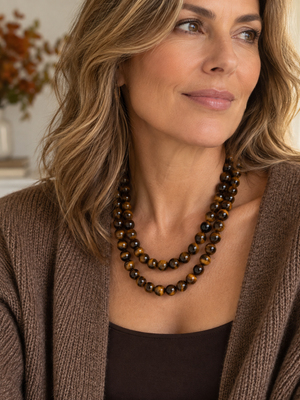 Tigers Eye Double Wrap Necklace