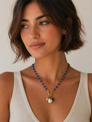 Lapis Toggle Charm Necklace