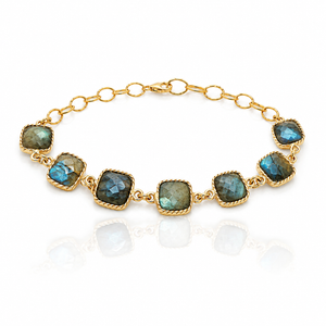 Blue Flash Labradorite Square Bracelet