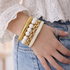 White Lotus Bracelet Stack