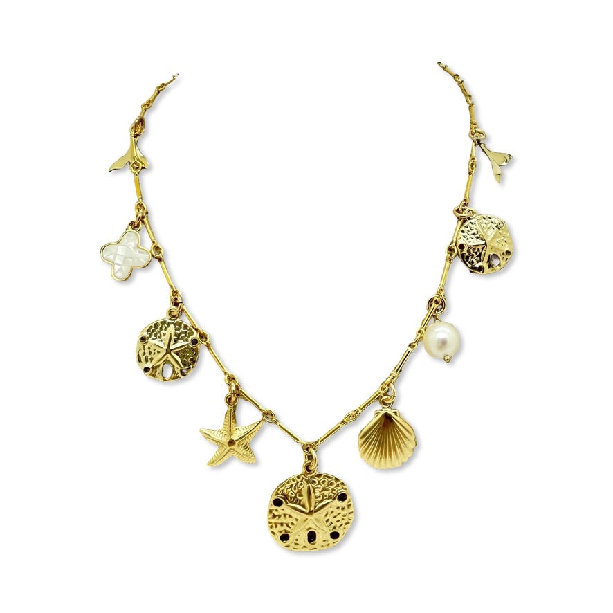 Coastal Confetti, Mermaid, Tidal Trinkets, Whale Tail Charm Necklace. -Cape Cod, Martha's Vineyard and Nantucket,