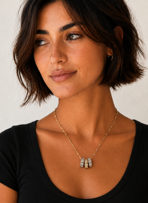Mixed Metal Rolling Barrel Pendent- Birthstones