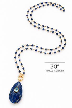 Long Lapis & Labradorite Pendant Necklace