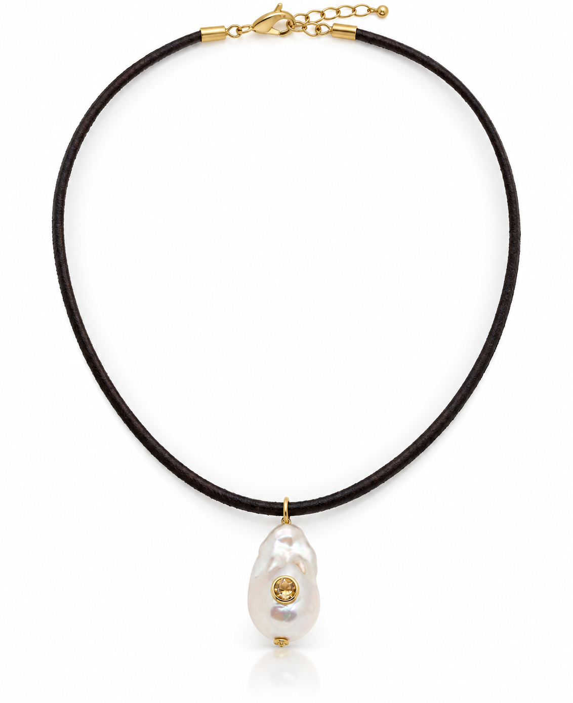 Baroque Pearl with Citrine Inlay Pendant