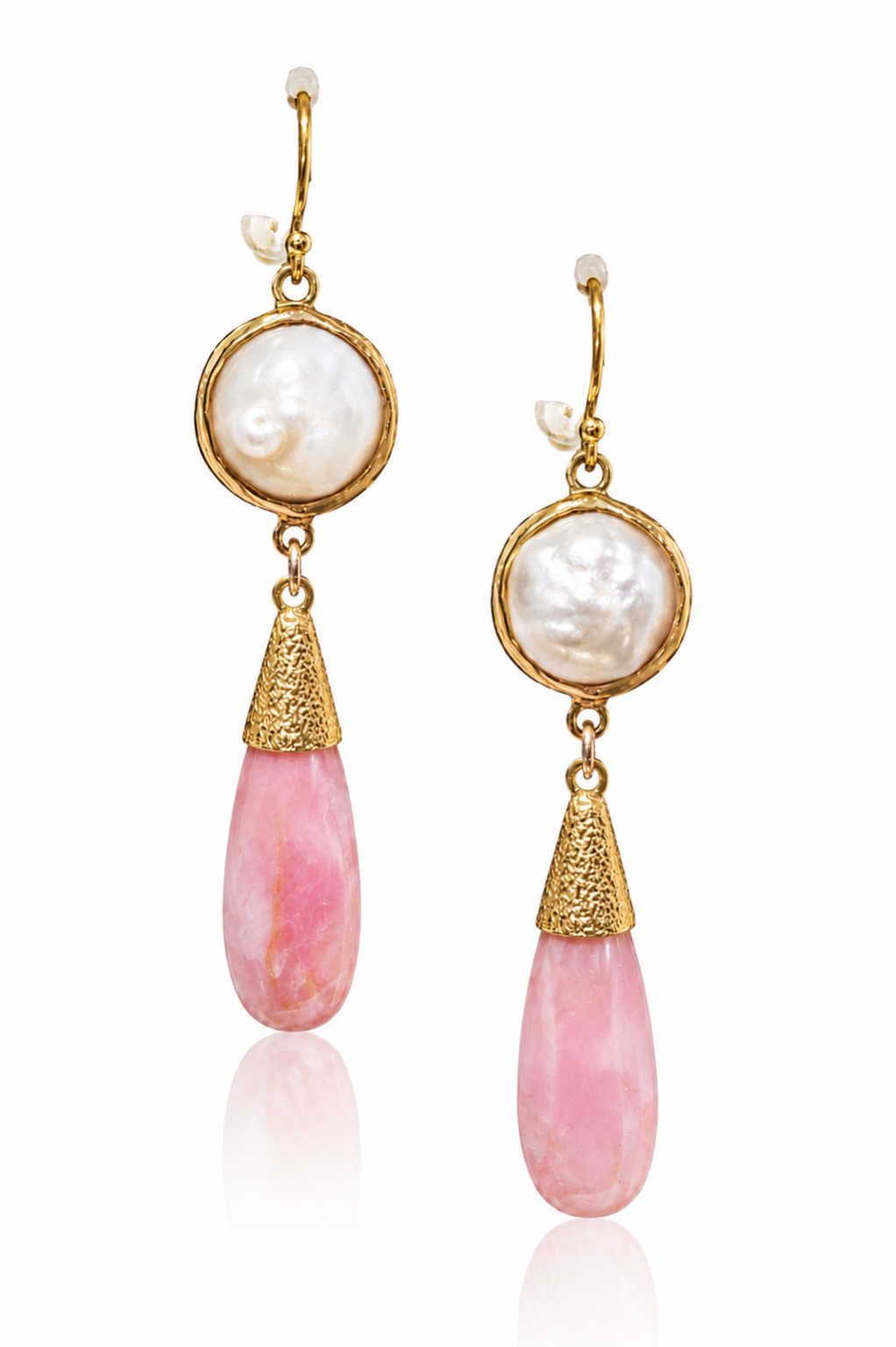 Pink Peruvian Opal and Labradorite Earring