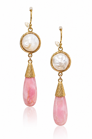 Pink Peruvian Opal and Labradorite Earring