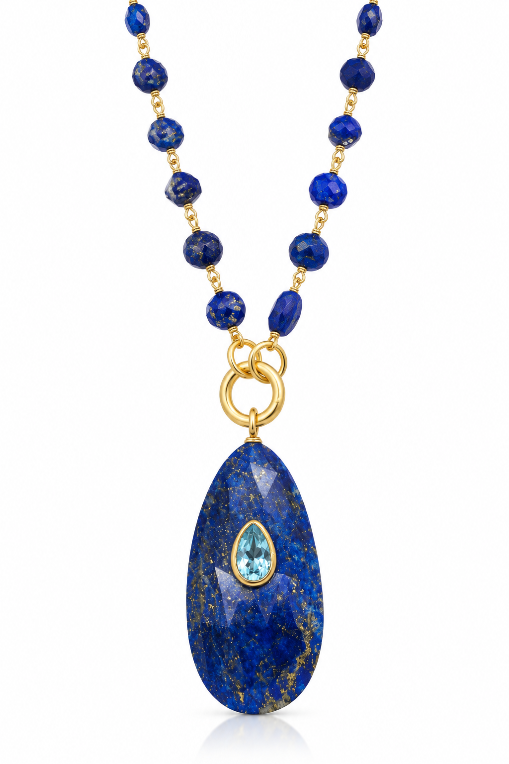 Long Lapis & Labradorite Pendant Necklace