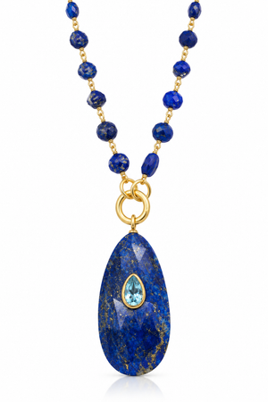 Long Lapis & Labradorite Pendant Necklace