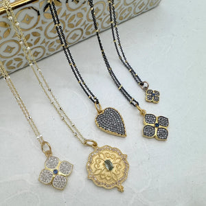 Dainty Pave Diamond Mix Metal Clover