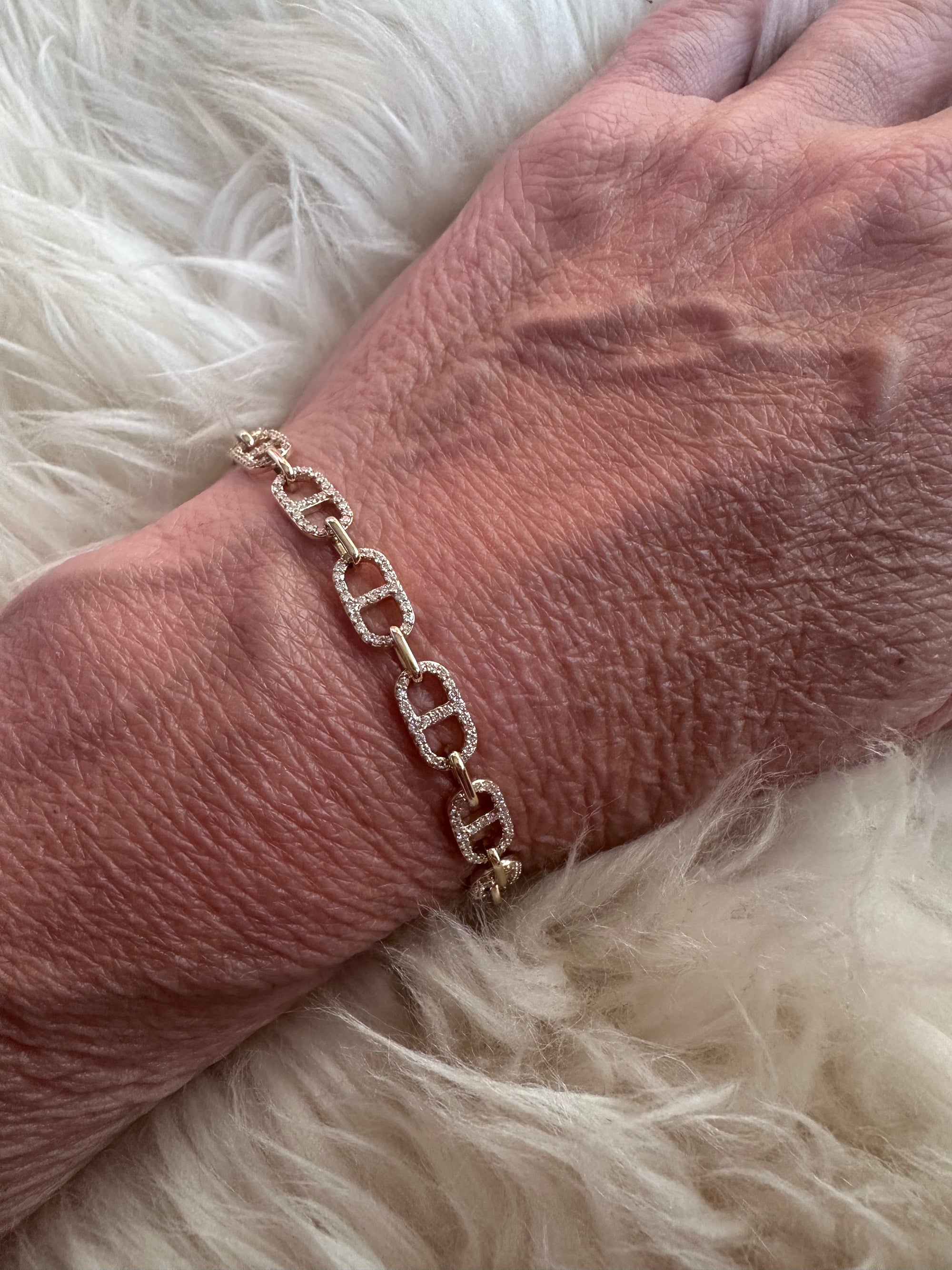 Diamond 14K Gold Mariner Chain bracelet