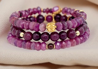 Raw Ruby and Garnet Bracelet Stack