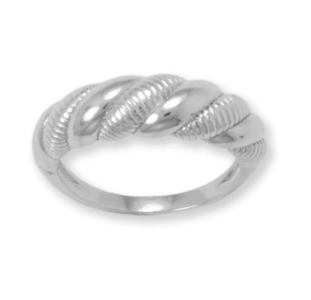 Textured Croissant Ring- Silver