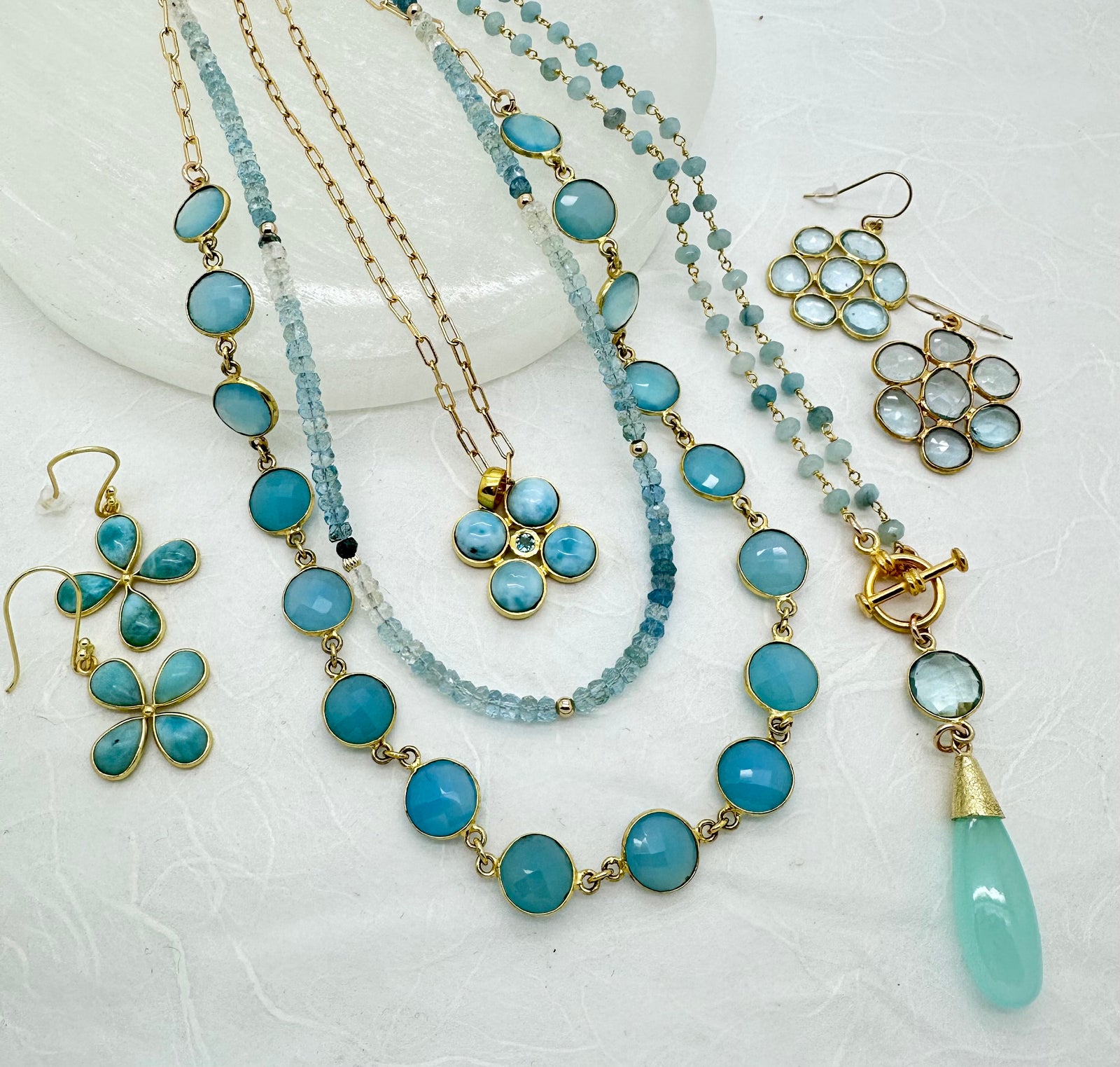 Larimar, Aqua Chalcedony and Aquamarine Collection