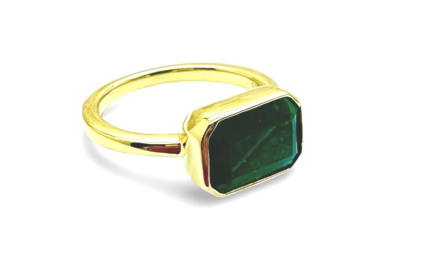 East West Emerald Green Ring