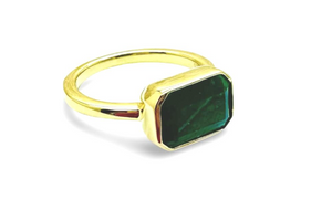 Green Emerald, Emerald Cut Ring