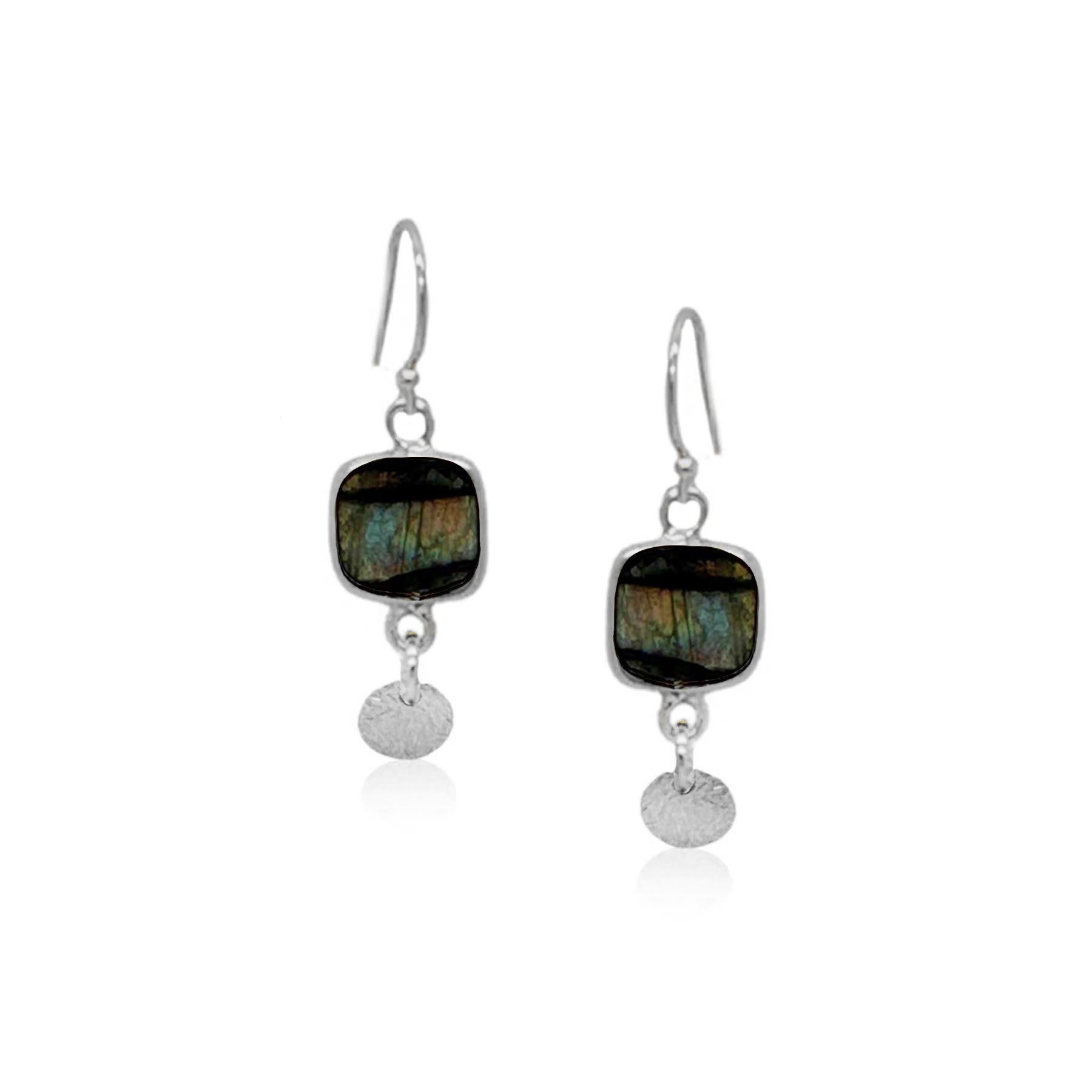 Labradorite and Silver Everyday Disc Earring