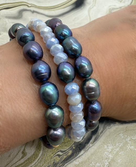 Lunar Mist- Grey Pearl and Mystic Agate