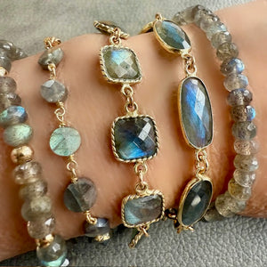 Oval Bezel Set Gem Stone Bracelet