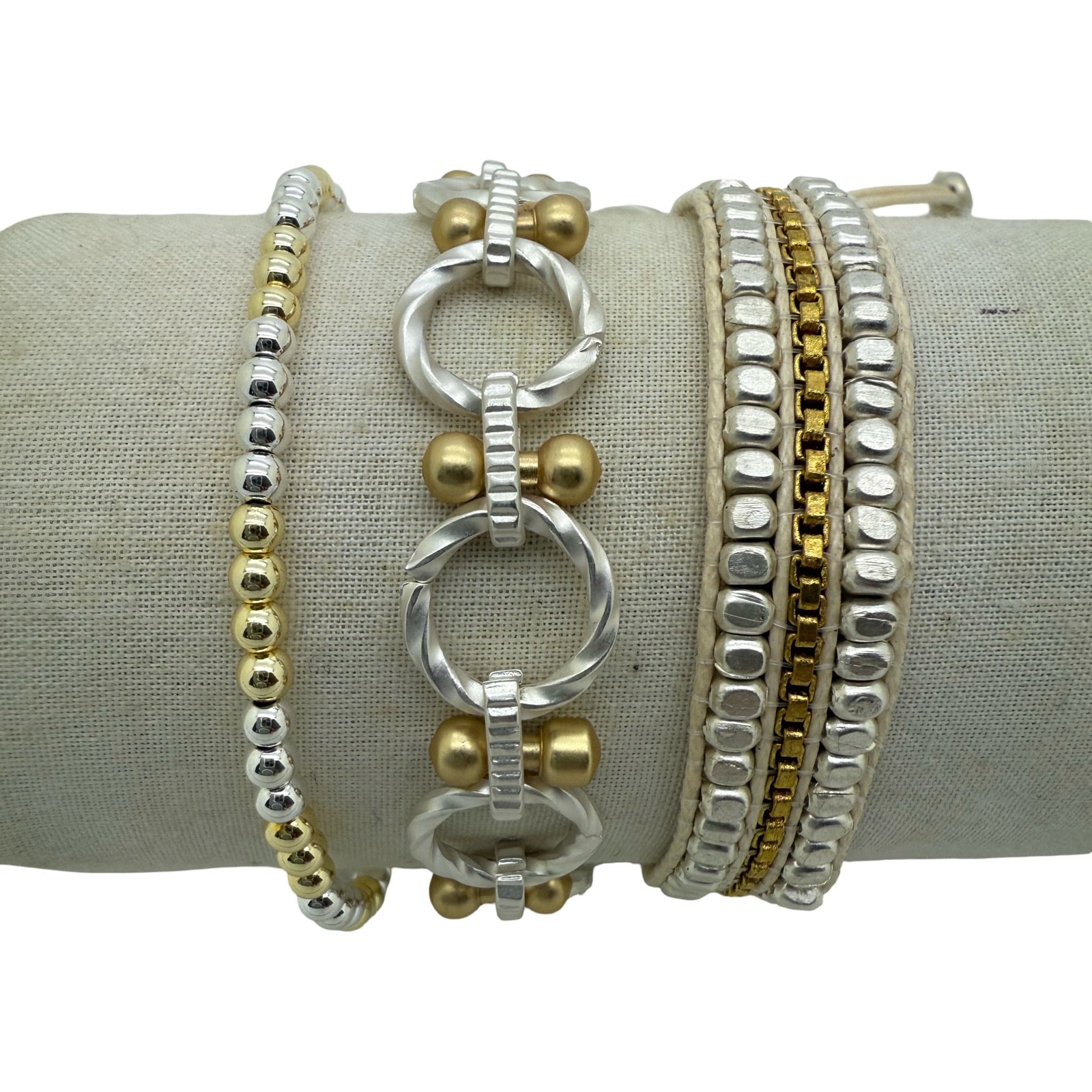 Tania Matt Silver and Matt Gold Link Bracelet
