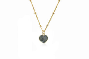 Labradorite Mini Heart Charm Necklace