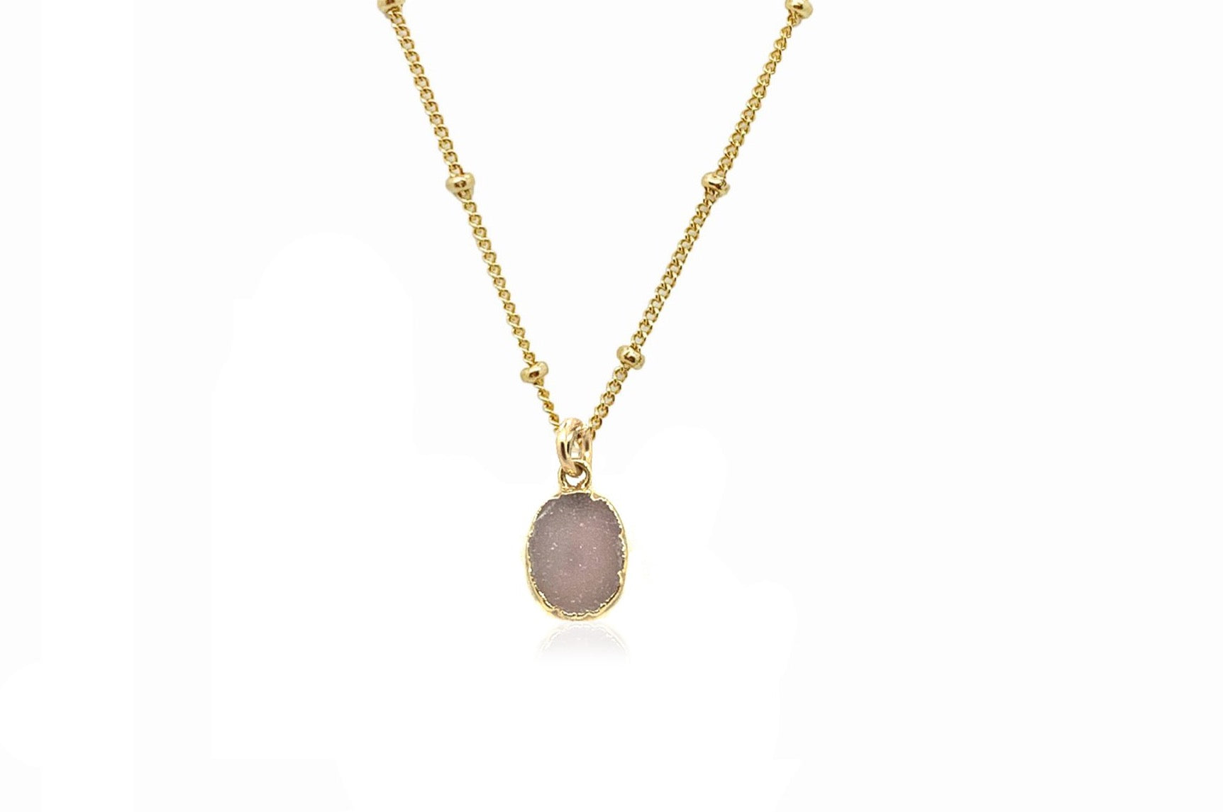 Grit and Grace Necklace- Pink Druzy Gold