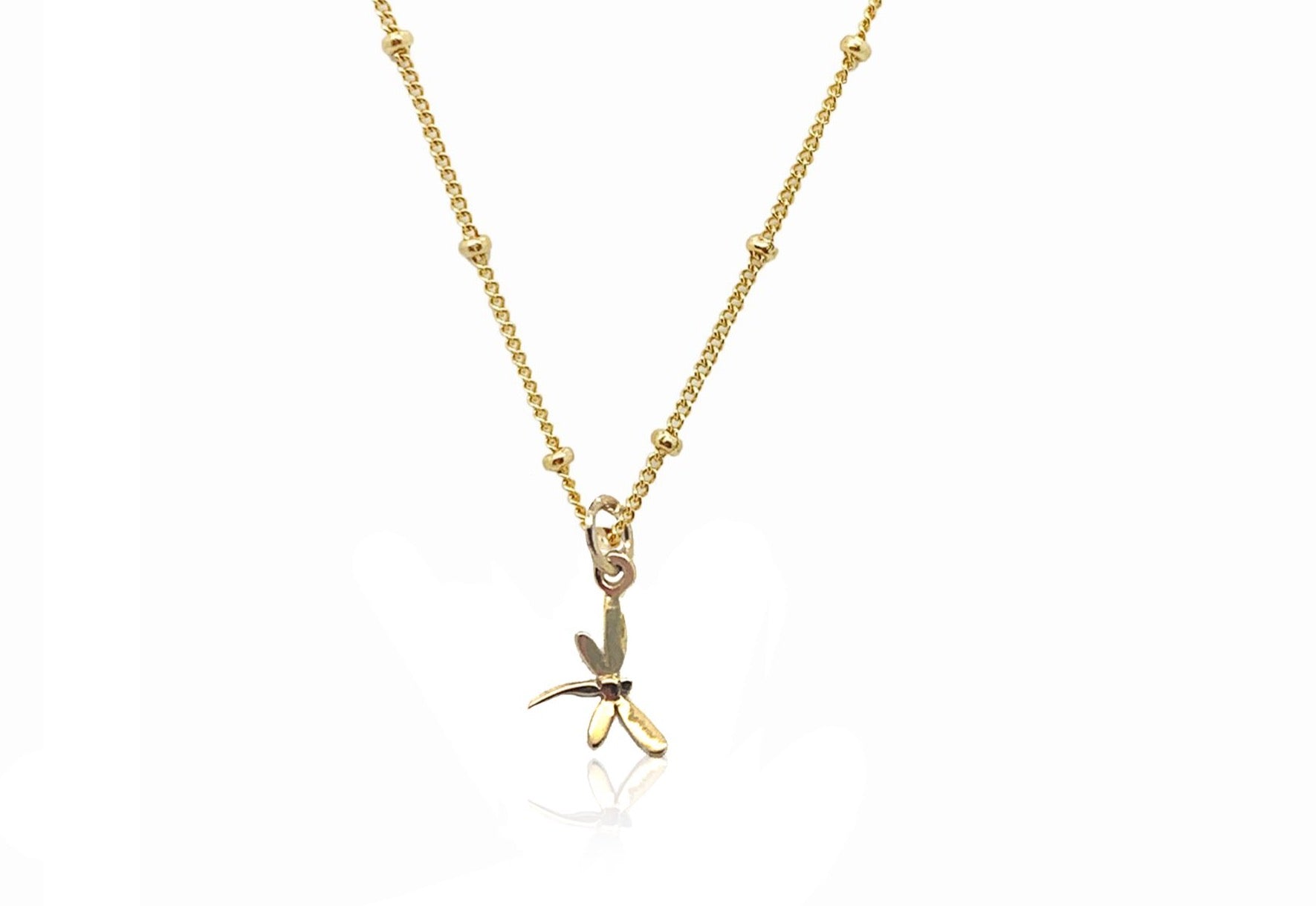 Tiny Dragonfly Charm Necklace - Gold