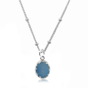 Grit and Grace Necklace-Blue Druzy Silver