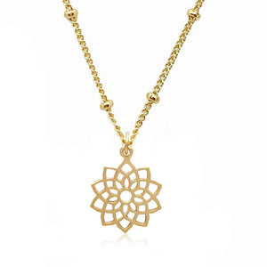 Charms- Lotus Mandala Crown Chakra Necklace- Gold