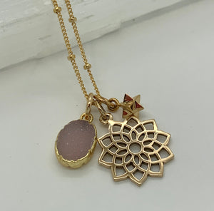 Charms- Lotus Mandala Crown Chakra Necklace- Gold