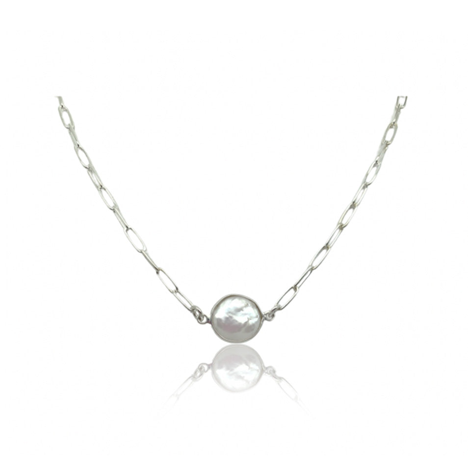 Serenity Choker- Pearl and Silver