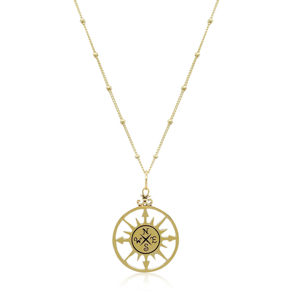 Compass Rose Pendent Necklace- Mixed Metal