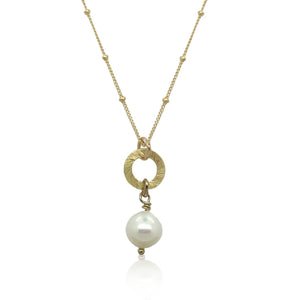 White Freshwater Pearl and Open Circle Necklace