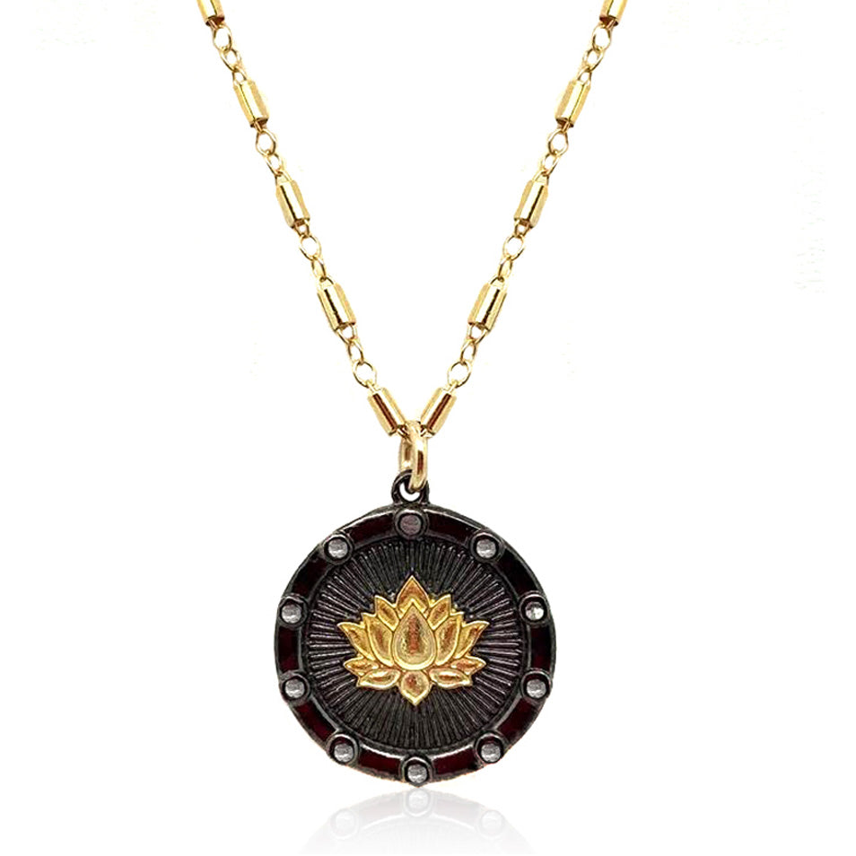 Jewlikee 7 Chakra Necklace Lotus Pendant Sterling Silver Yoga
