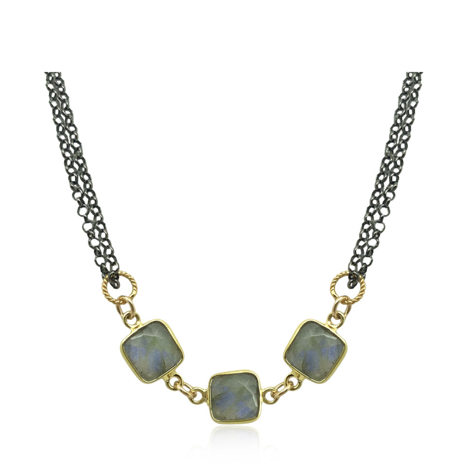 Pathfinder Necklace- Labradorite Mixed Metals