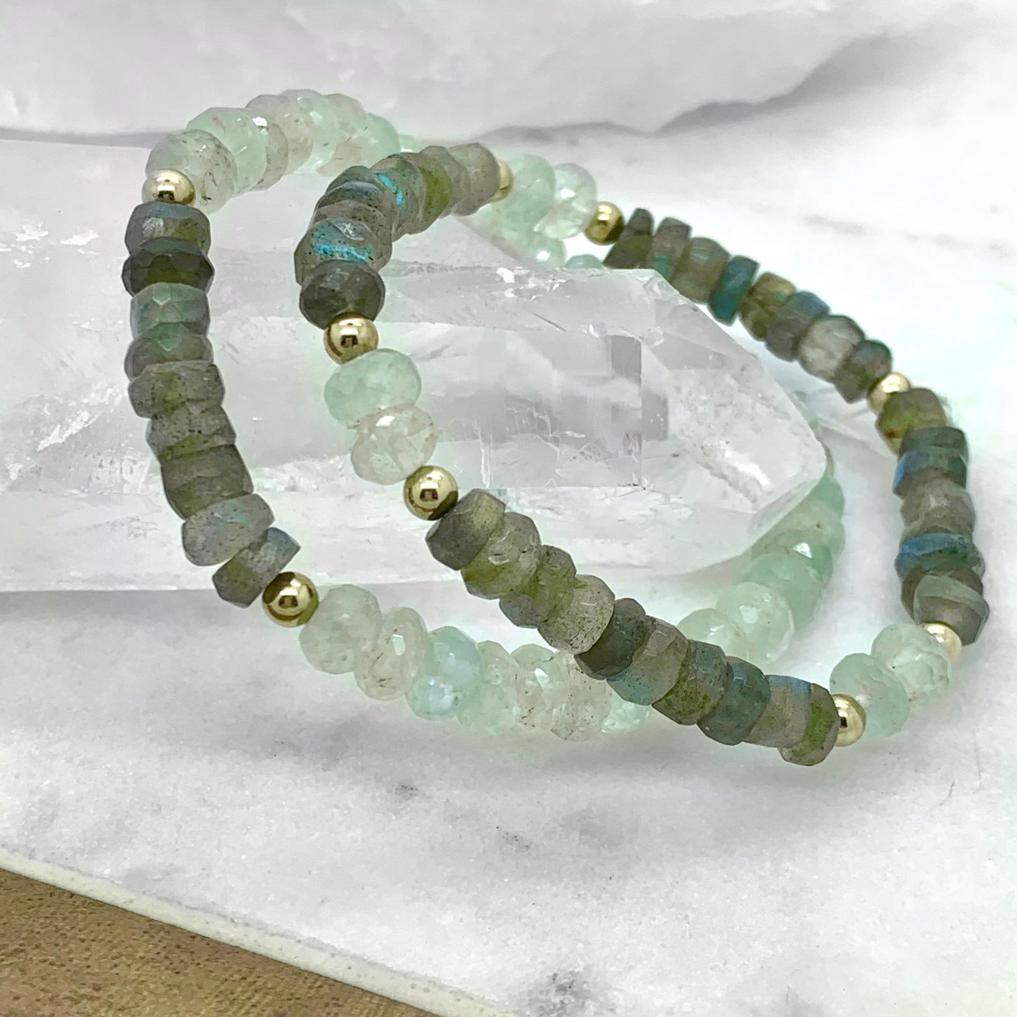 Aquamarine Labradorite Bracelet Stack