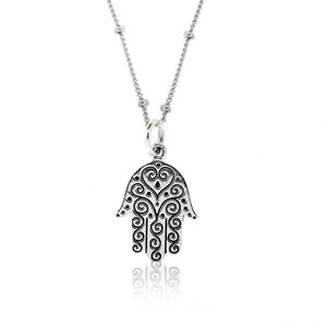 Charms Hamsa with Etched Swirl Pattern-Sterling Silver